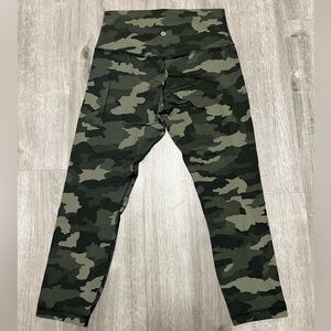 Lululemon Align High Rise Crop Leggings Camo Green,‎ size 8